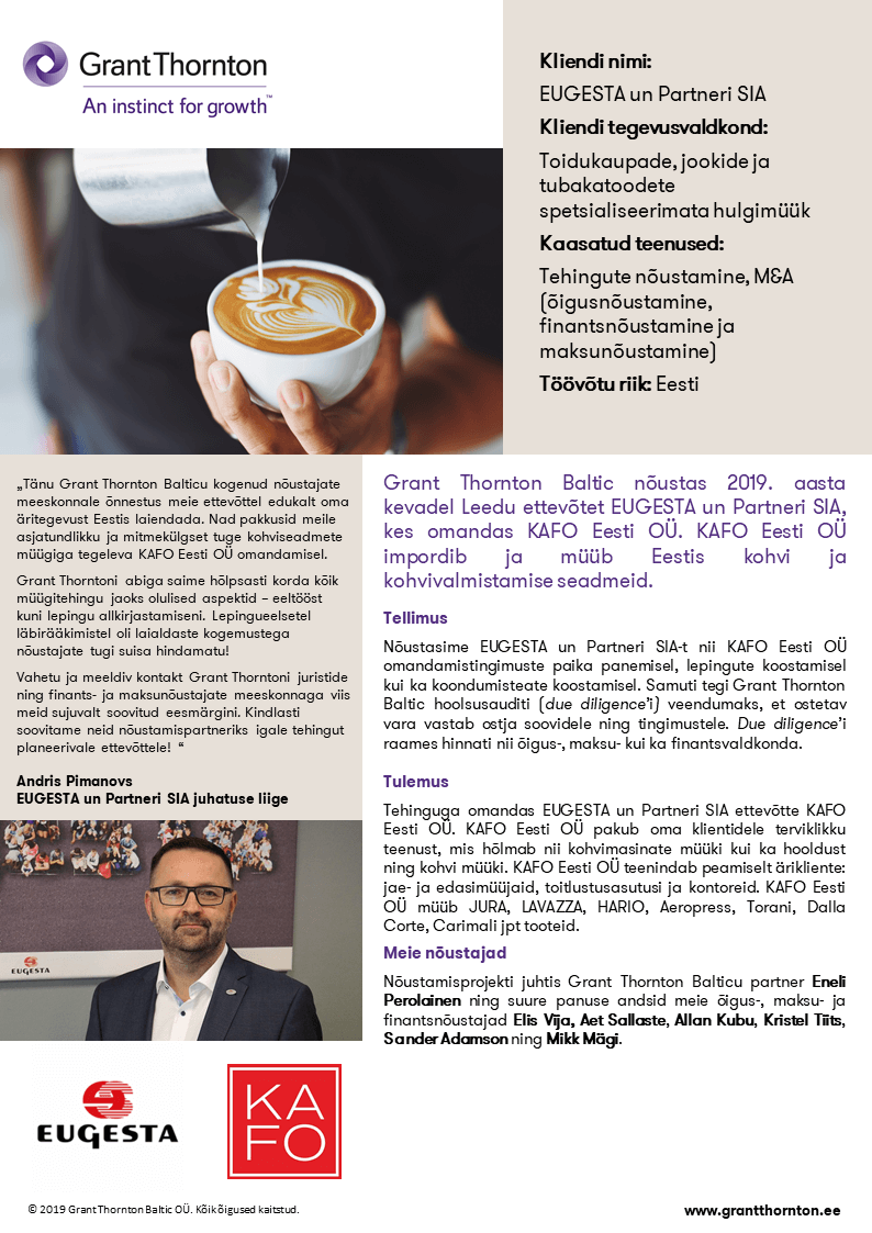 Case Study peapilt: Eugesta tehingunõustamine Grant Thornton Baltic